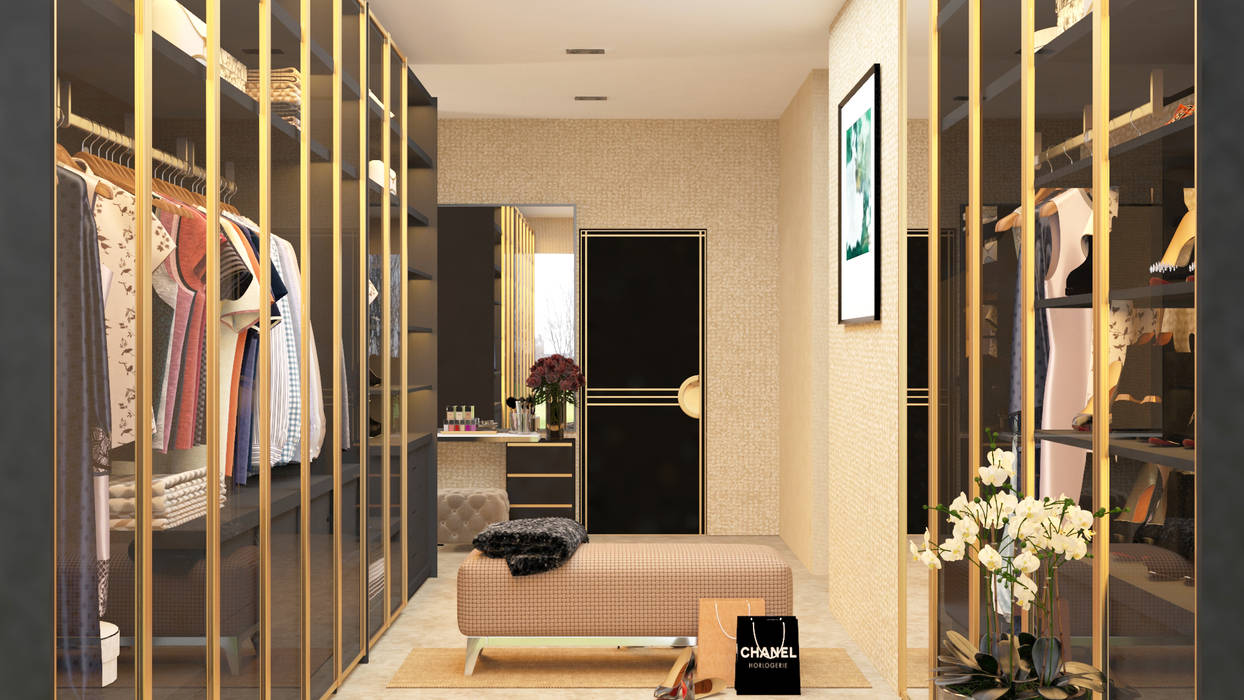 World Towers, Upper Worli, Urbane Storey Urbane Storey Modern dressing room Property,Interior design,Plant,Wood,Picture frame,Floor,Flooring,Hall,Wall,Houseplant