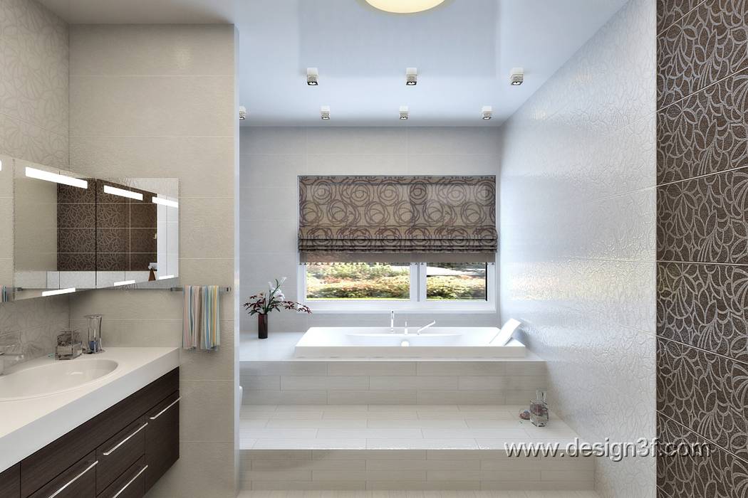 Большая ванная комната в шоколадных тонах, студия Design3F студия Design3F Baños de estilo minimalista