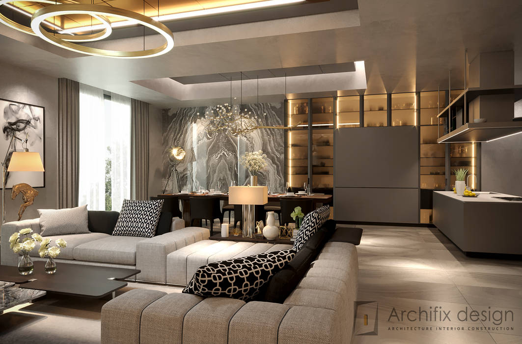 Penthouse Ky Dong Plaza - district 3 - Hcm City, Archifix Design Archifix Design Гостиная в стиле модерн