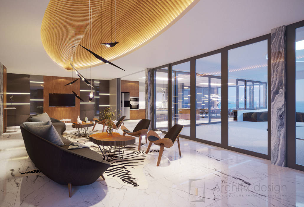 Long Beach center Penthouse - Phu Quoc, Archifix Design Archifix Design Salones de estilo moderno