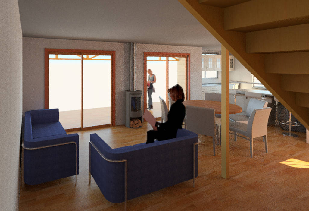 Vista 3d Living PROYECTOS ARQUIMORAM Livings de estilo moderno