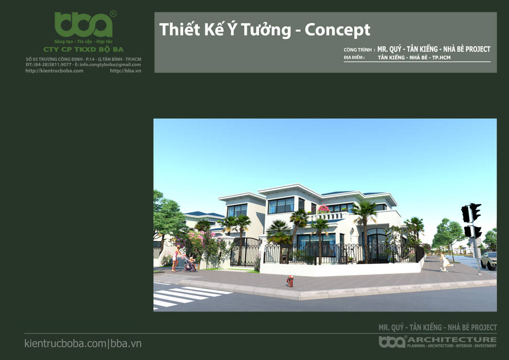 Thiết kế biệt thự 2 tầng 14 x 16 250m2 Mr. Quý | Nhà Bè, Công ty Cổ phần Thiết kế Xây dựng Bộ Ba Công ty Cổ phần Thiết kế Xây dựng Bộ Ba