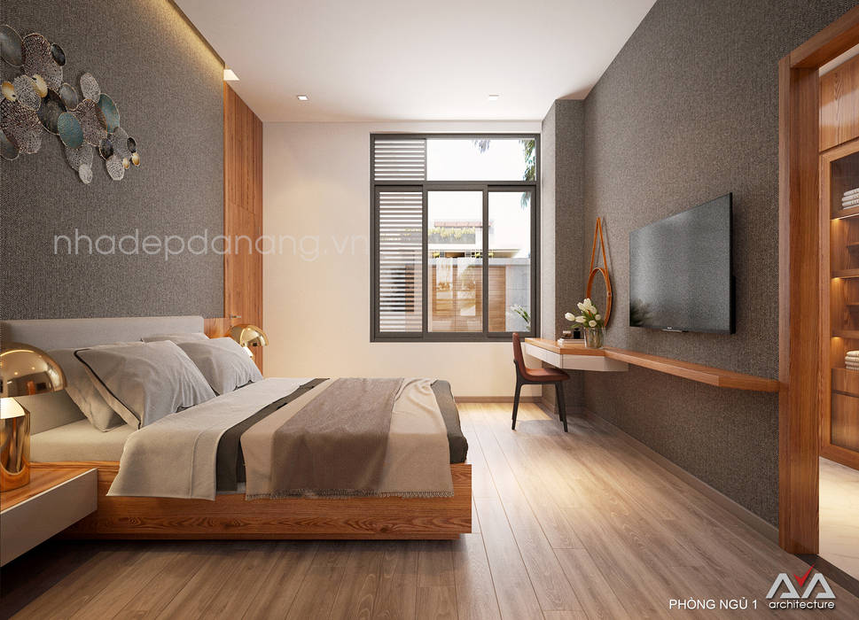 Thiết kế biệt thự hiện đại 3 tầng, AVA Architects AVA Architects Camera da letto moderna