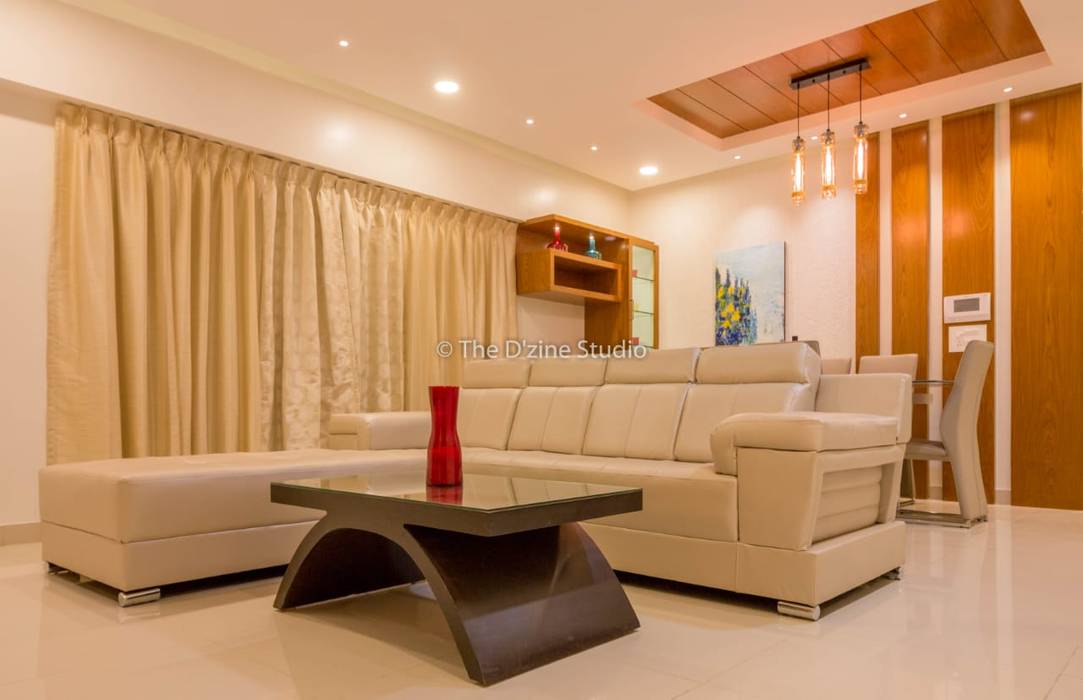 3 bhk complete home interiors in Blue Ridge Township ( Pune) , The D'zine Studio The D'zine Studio Modern living room