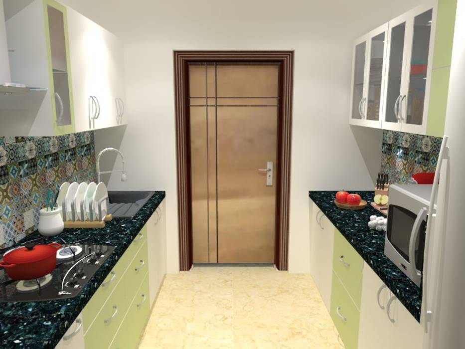 Interior of a 3Bhk apartment, I Jerifa I Jerifa Kitchen units