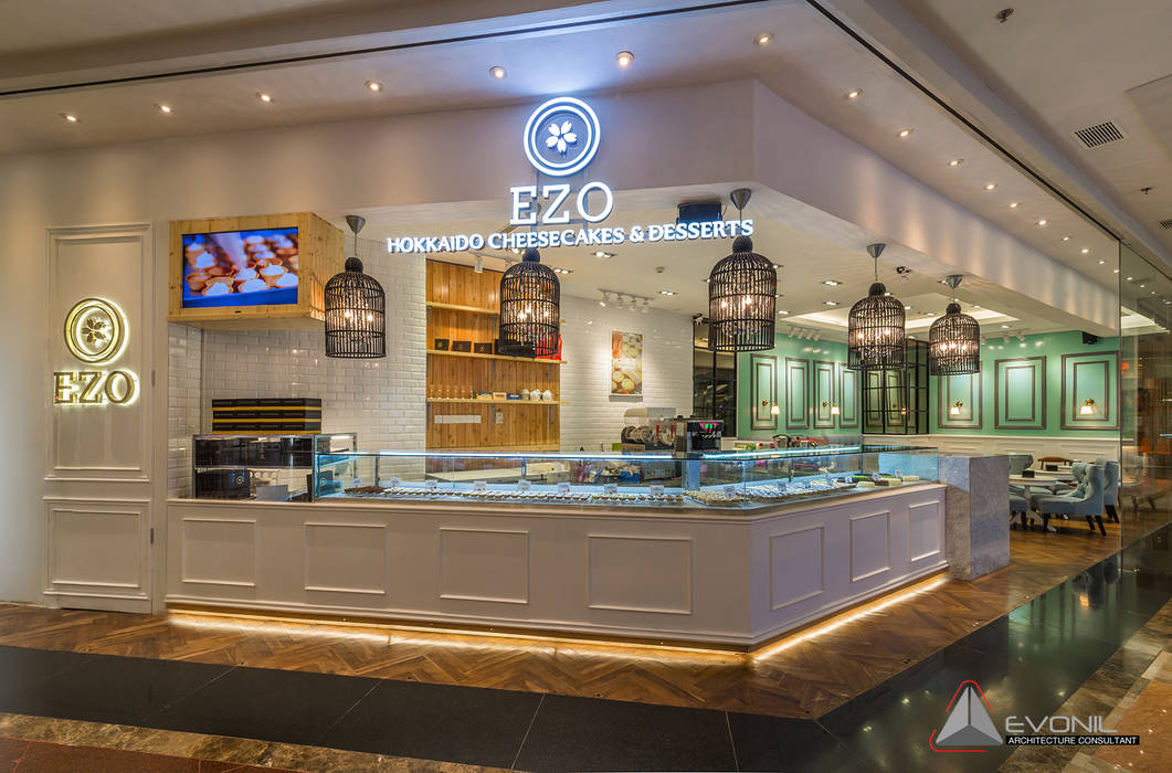 EZO Cheesecakes Bakery - Mall Taman Anggrek, Evonil Architecture Evonil Architecture Ruang Komersial Kayu Lapis Restoran