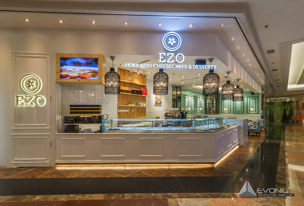 EZO Cheesecakes Bakery - Mall Taman Anggrek, Evonil Architecture Evonil Architecture Ruang Komersial Kayu Lapis Restoran