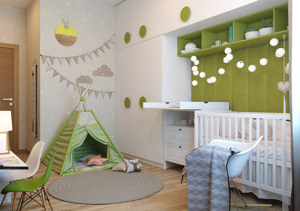 Проект 3-х комнатной квартиры, Дизайн Студия 33 Дизайн Студия 33 Dormitorios infantiles