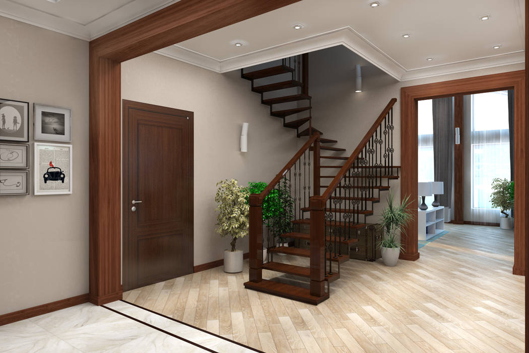 Дизайн-проект загородного дома из бруса, Style Home Style Home Лестницы