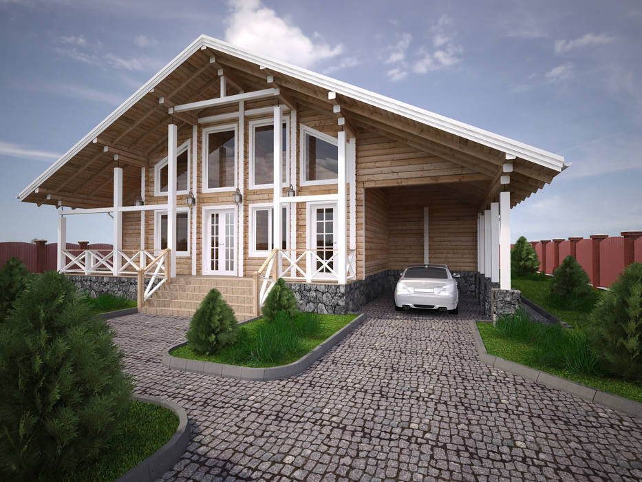 Дизайн-проект загородного дома из бруса, Style Home Style Home Wooden houses