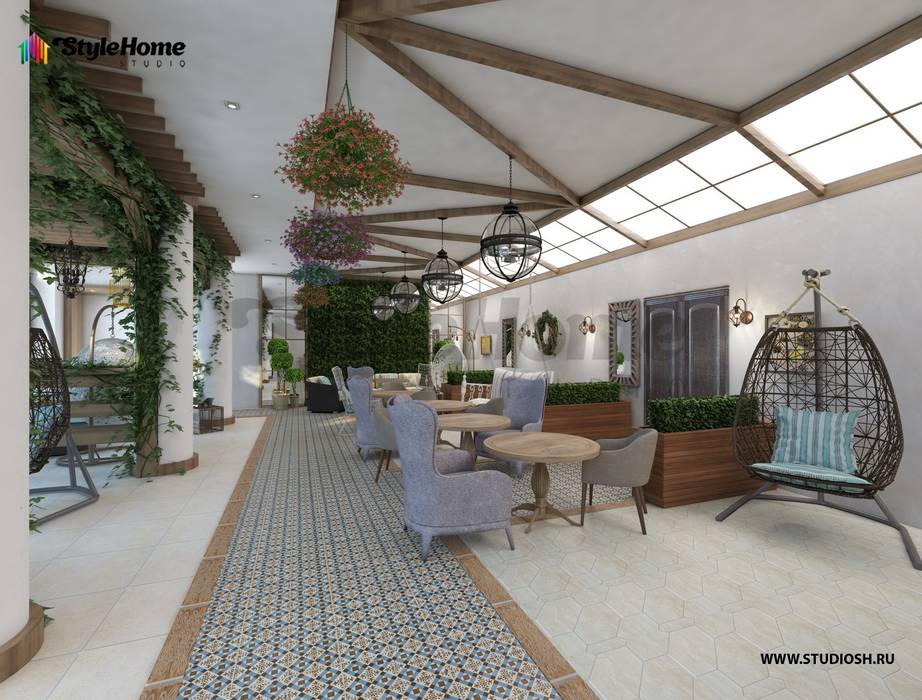 Дизайн-проект кафе эко-отеля "Высотка", Style Home Style Home Espacios comerciales Restaurantes