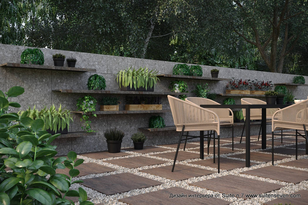 Архитектурный проект загородного дома и ландшафтный дизайн земельного участка, Suiten7 Suiten7 Balcones y terrazas de estilo escandinavo Cerámico
