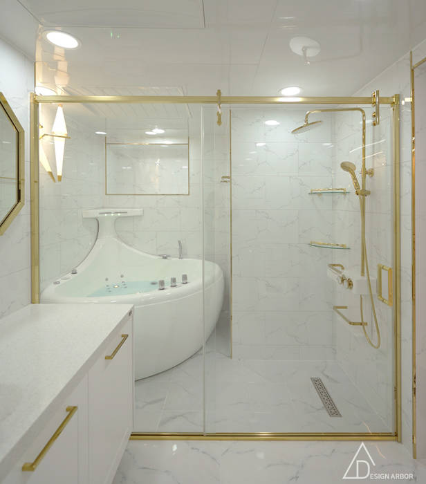 골드 컨셉, 인천 만수동 상가주택 인테리어, 디자인 아버 디자인 아버 에클레틱 욕실