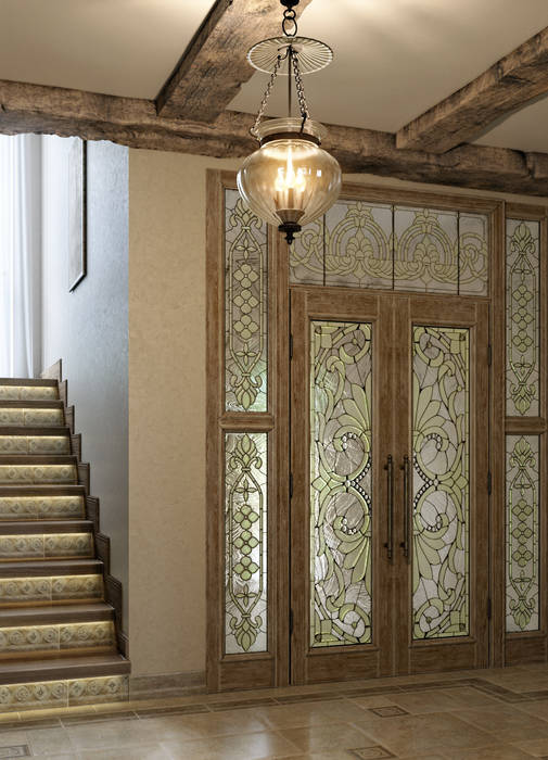 Частный дом в Пушкине, Lumier3Design Lumier3Design Mediterranean corridor, hallway & stairs