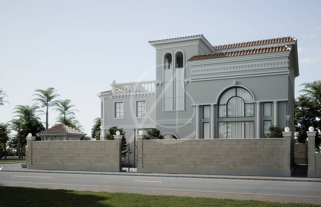 homify Eengezinswoning mediterranean,private residence,white house,arched windows,wrought iron,arabic house,exterior design