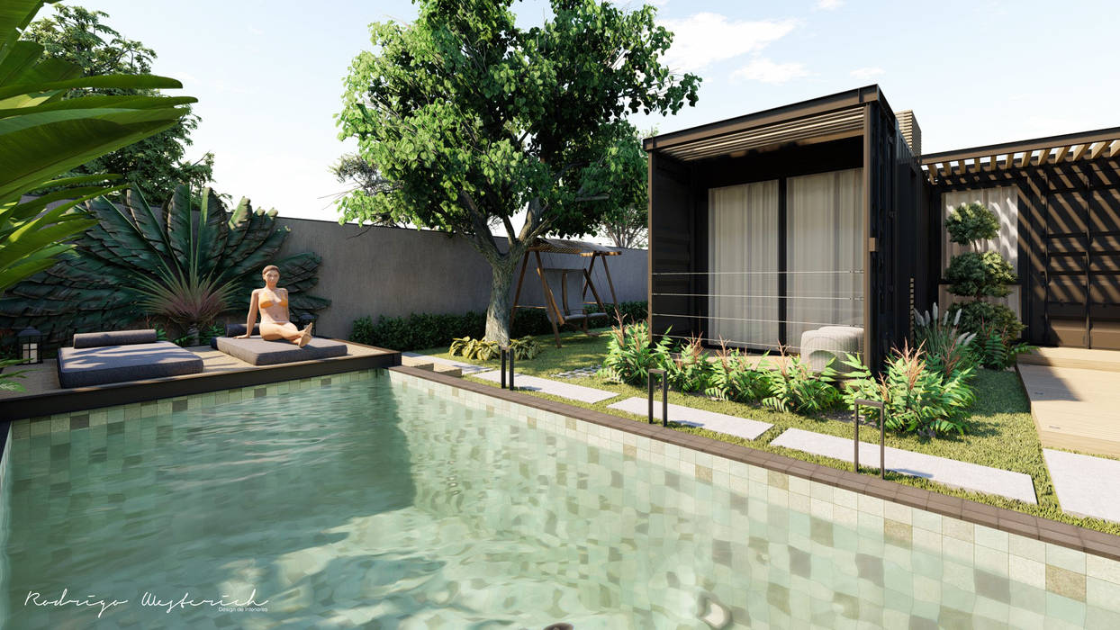 Residencial Modular - Contêiner, Rodrigo Westerich - Design de Interiores Rodrigo Westerich - Design de Interiores Garden Pool