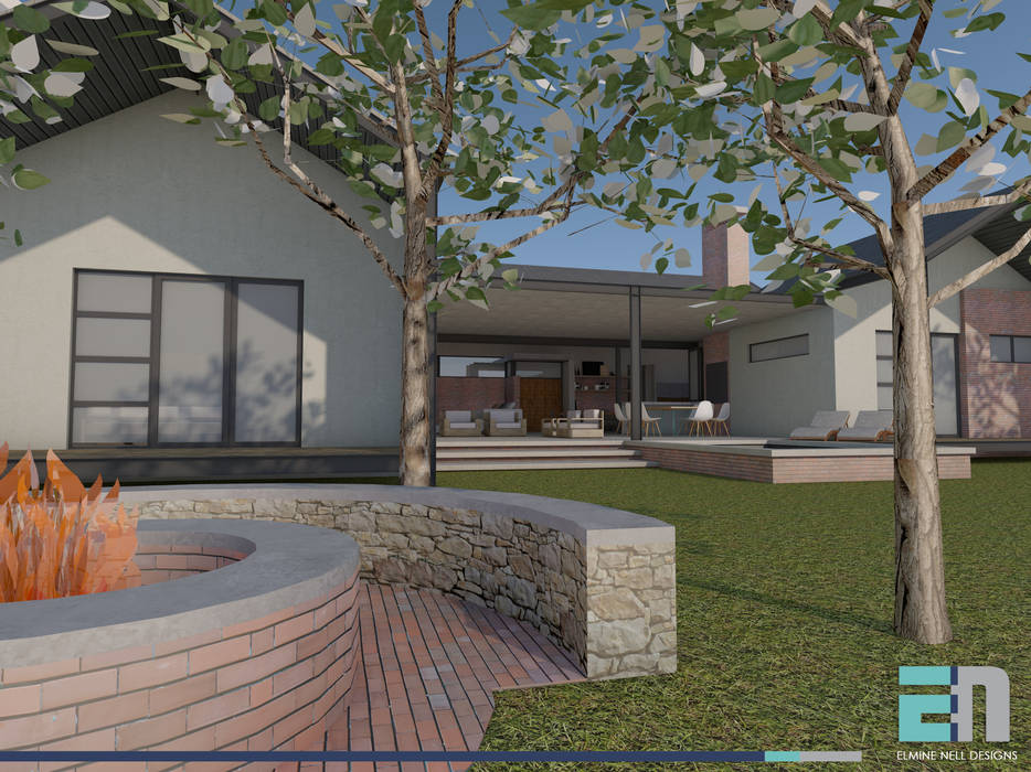 View from Boma ENDesigns Architectural Studio Single family home boma,fire pit,verandah,outdoor pool,concrete
