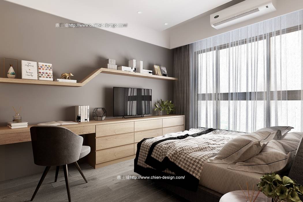 桃園黃宅 鼎士達室內裝修企劃 Modern style bedroom Solid Wood Multicolored