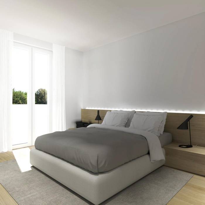 Una villa minimal ed elegante a Udine , interiorbe SRL interiorbe SRL غرفة نوم