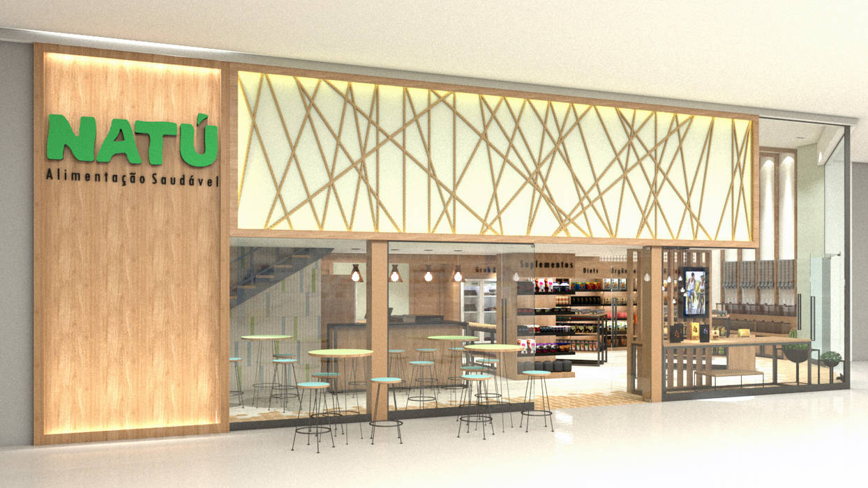 Natú Alimentação Saudável, Tatiane Corcini Arquitetura e Interiores Tatiane Corcini Arquitetura e Interiores Espacios comerciales Oficinas y Tiendas