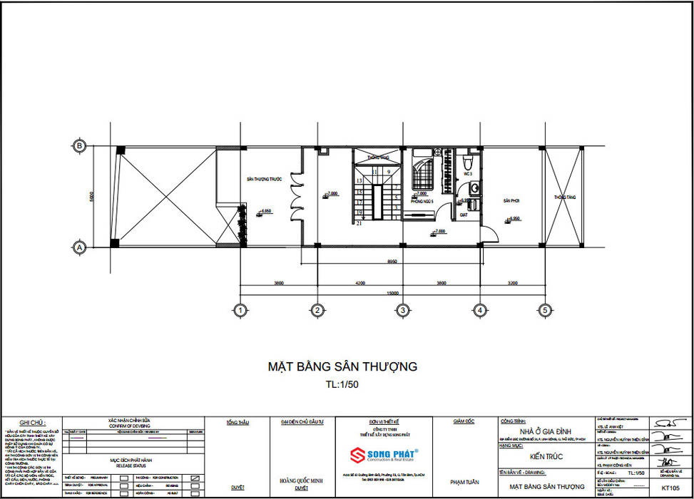 Bản vẽ bố trí mặt bằng Công ty TNHH TK XD Song Phát Nhà gia đình Than củi Multicolored
