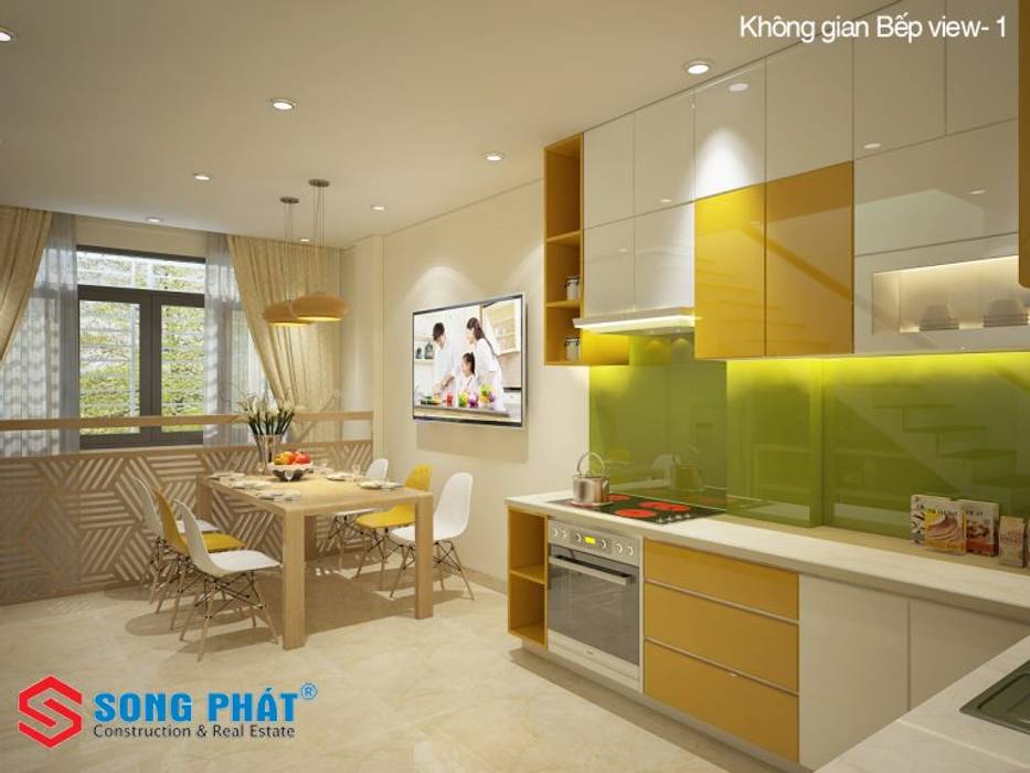 Mấu thiết kế bếp chữ L đẹp phù hợp với không gian sống hiện đại, Công ty TNHH TK XD Song Phát Công ty TNHH TK XD Song Phát Phòng ăn phong cách hiện đại Than củi Multicolored