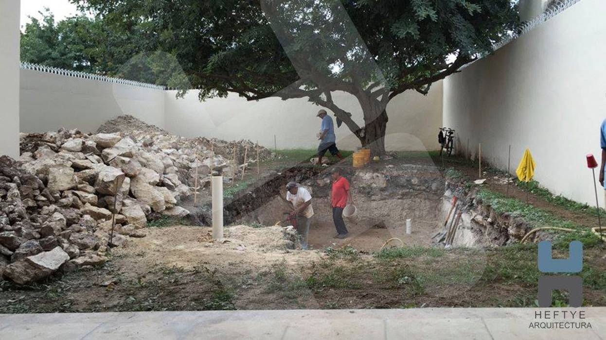 Construcción de piscina en Yucatán Heftye Arquitectura Albercas de jardín Concreto