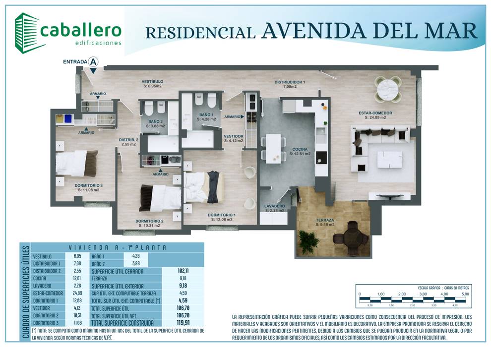 Plano vivienda tipo A A3D INFOGRAFIA 3D,renderings,render,infografías,planos 3D,colores planos