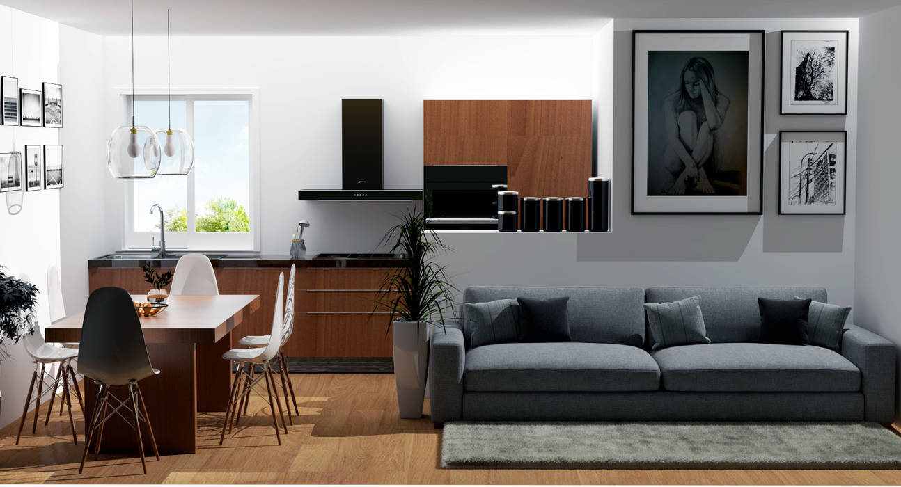 Ingresso Su Giorno E Cucina Sala Da Pranzo Moderna Di Lambda Design Moderno Homify