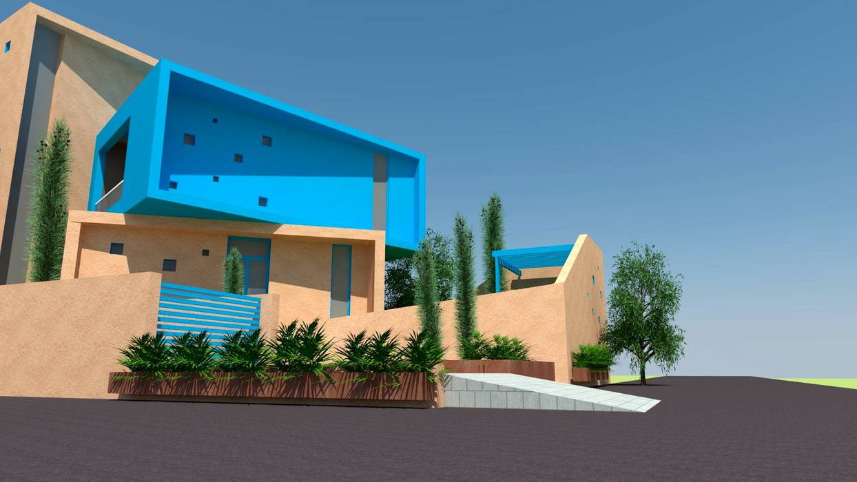 3d view Design Shelve Bungalows Sandstone Plant,Sky,Building,Window,House,Land lot,Tree,Residential area,Arecales,Shade