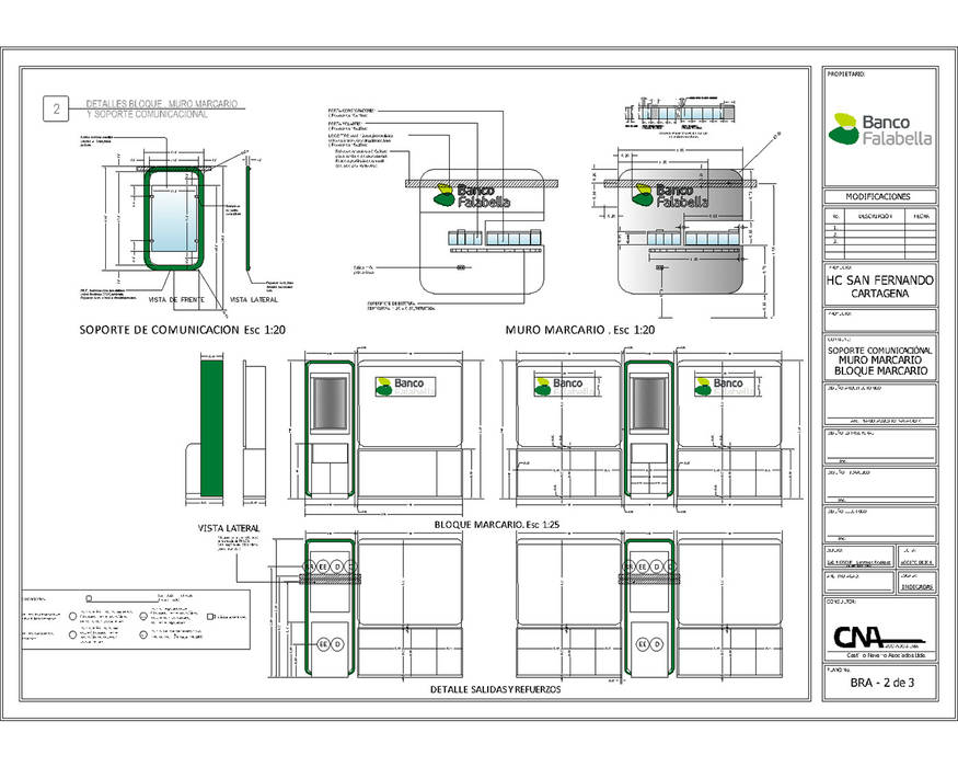 DISEÑO ARQUITECTÓNICO Y DETALLES - BANCO FALABELLA SAN FERNANDO- CARTAGENA, Arquitectura SS Arquitectura SS Espaços comerciais Escritórios