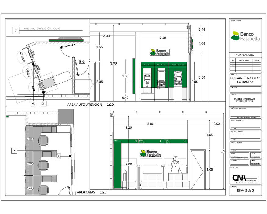 DISEÑO ARQUITECTÓNICO Y DETALLES - BANCO FALABELLA SAN FERNANDO- CARTAGENA, Arquitectura SS Arquitectura SS Commercial spaces Office buildings