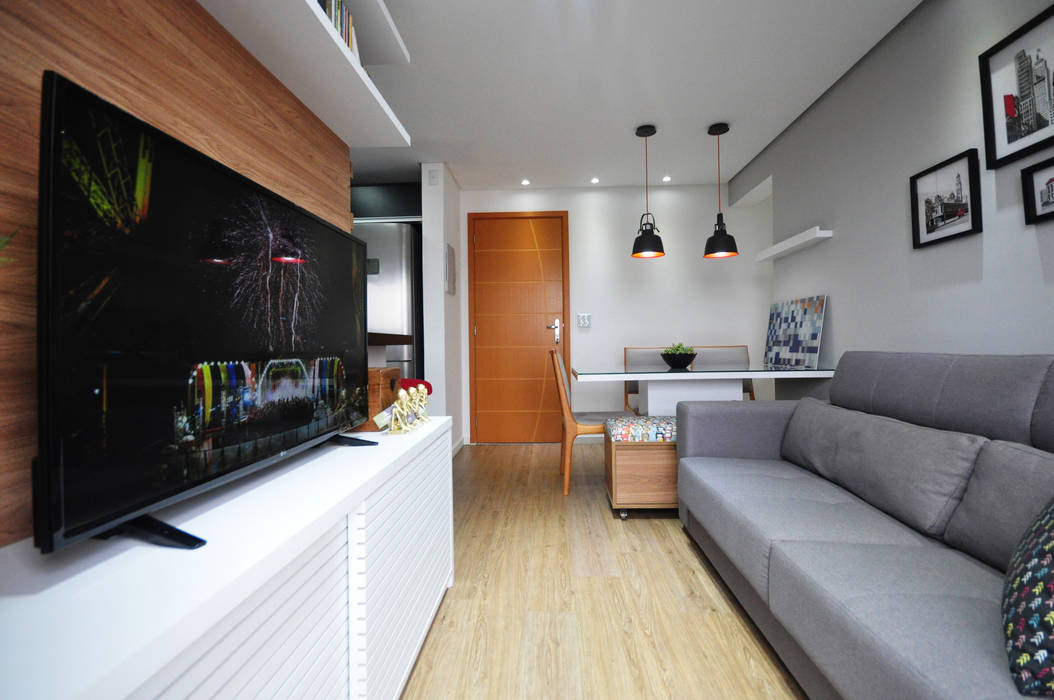 APARTAMENTO 50M² - SANTO ANDRÉ, Condecorar Arquitetura e Interiores Condecorar Arquitetura e Interiores Modern living room