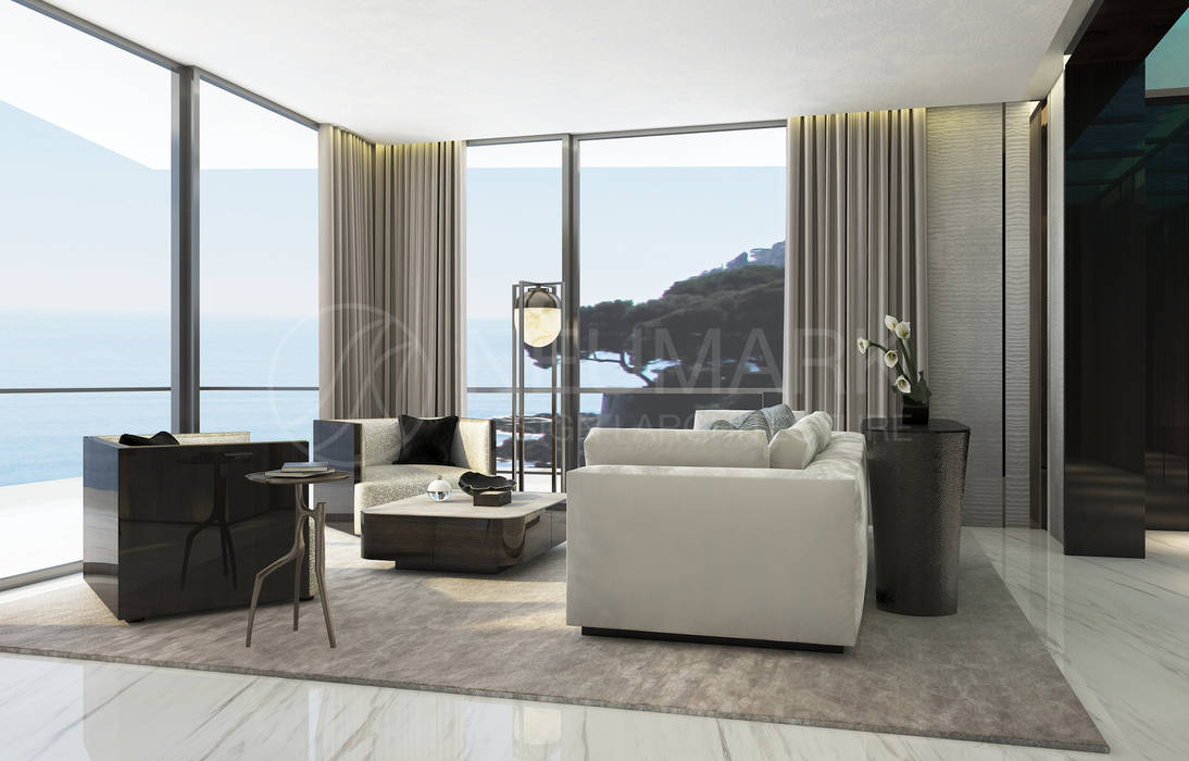 House in Cap Estel, Monaco. Дом в Монако., Anton Neumark Anton Neumark Modern Living Room