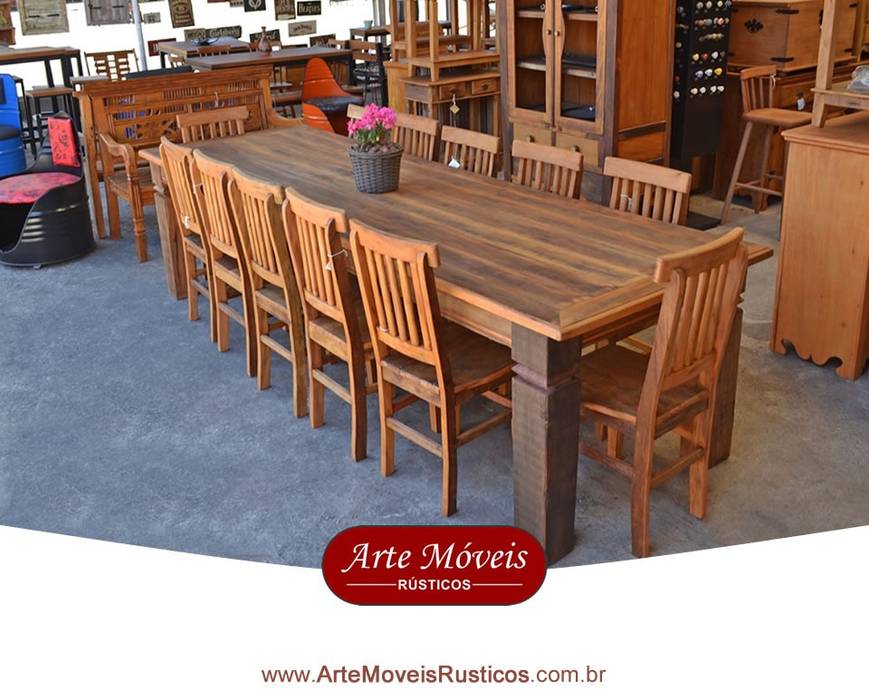Conjunto de Mesa com Cadeiras em Peroba Rosa - 44080 Arte Móveis Rústicos Salas de jantar rústicas Madeira maciça Multi colorido mesa,mesa de jantar,mesa de madeira,madeira de demolição,mesa de ceia,Mesas