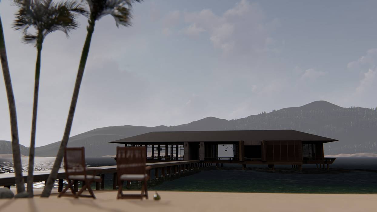 Exterior from beach alexander and philips Villa Kayu Wood effect modern,minimalis,eksterior,exterior,tropis,tropical,laut,lampung,arsitektur,rumah,villa,home