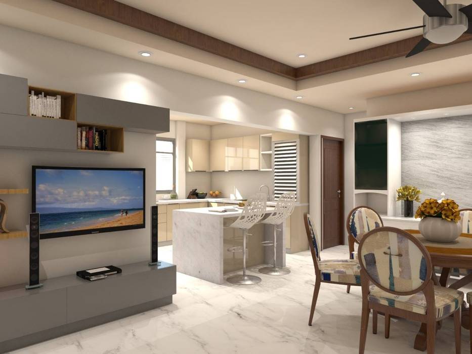 Living room with connected kitchen paimaish modern living room | homify
