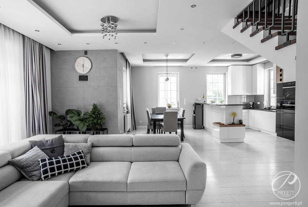Kompleksowa realizacja domu w Nadarzynie, Progetti Architektura Progetti Architektura Modern living room