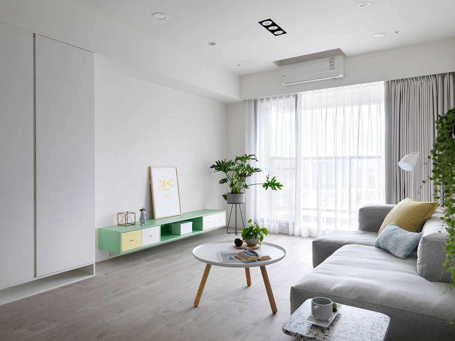 白色畫布, 寓子設計 寓子設計 Scandinavian style living room