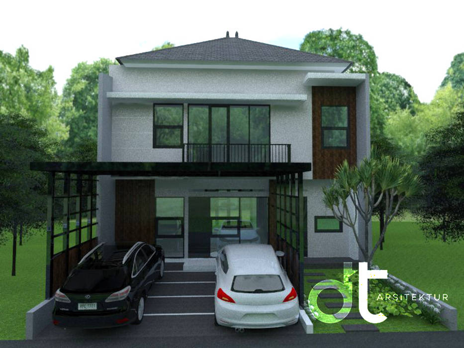 PROJECT CIBINONG KABUPATEN BOGOR, Rumah Desain Tropis Rumah Desain Tropis Casas de estilo moderno
