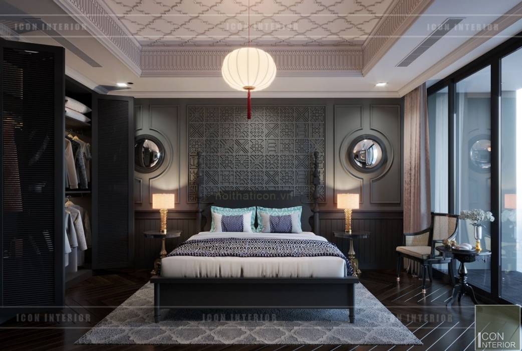 Thiết kế nội thất Penhouse Masteri Millenium - Phong cách hiện đại kết hợp Đông Dương, ICON INTERIOR ICON INTERIOR Phòng ngủ phong cách châu Á