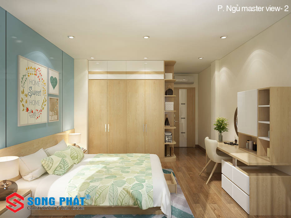 Chiêm ngưỡng thiết kế nội thất trẻ trung bên trong nhà phố 5 tầng, Công ty TNHH TK XD Song Phát Công ty TNHH TK XD Song Phát Kamar Tidur Modern Perunggu
