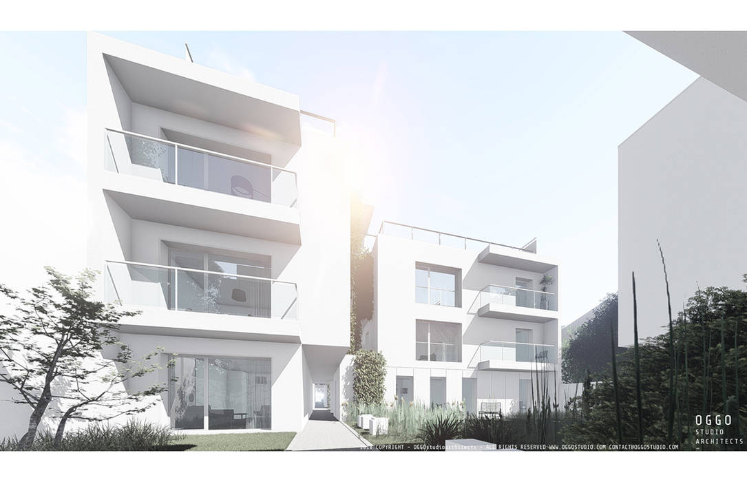 White apartment blocks OGGOstudioarchitects, unipessoal lda Multi-Family house collective housing,Arago