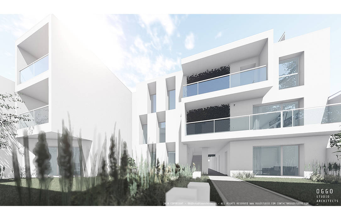 White apartment blocks OGGOstudioarchitects, unipessoal lda Multi-Family house collective housing,Arago