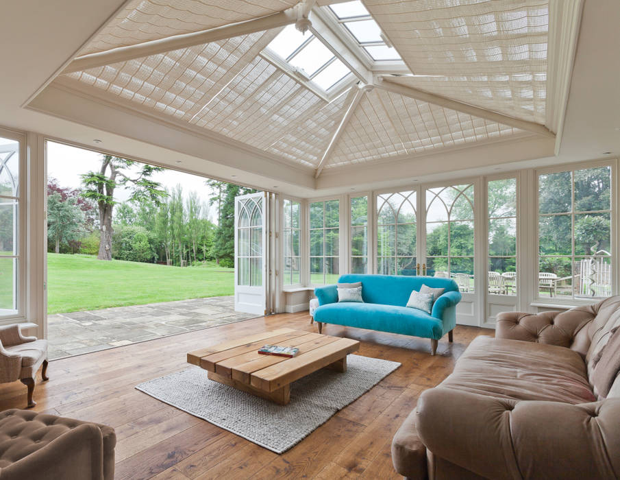 Orangery in Surrey Reflects the period details on the existing property. Vale Garden Houses بيت زجاجي خشب Wood effect