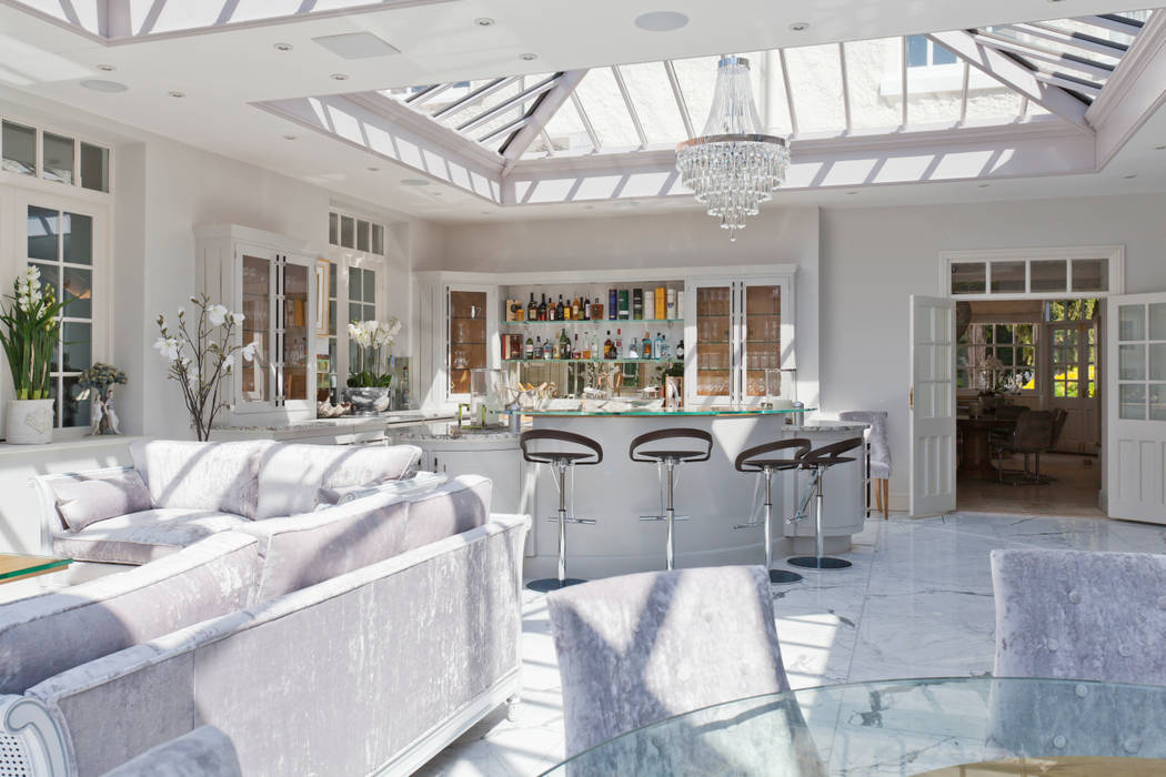 Twin roof lantern orangery homes a luxury kitchen Vale Garden Houses Classic style conservatory Wood Wood effect