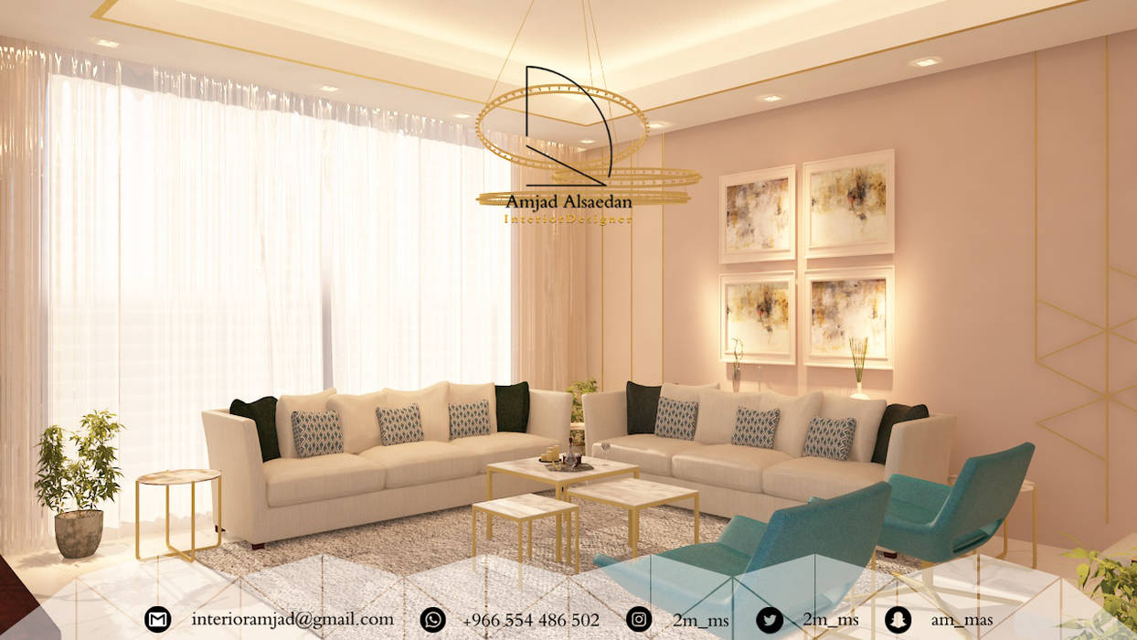 Private Villa, Amjad Alseaidan Amjad Alseaidan Moderne Wohnzimmer