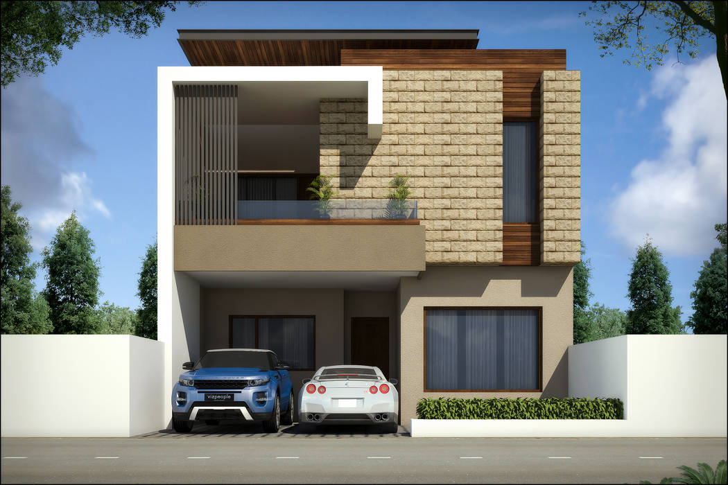 3d view of house Square Design Bungalow Granite