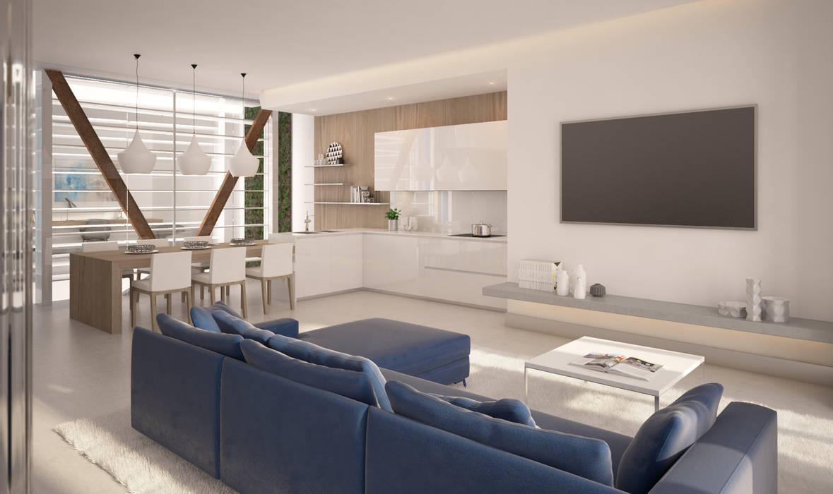 Diseño del proyecto de una vivienda moderna: Santa María 23, AVANTUM AVANTUM Built-in kitchens White