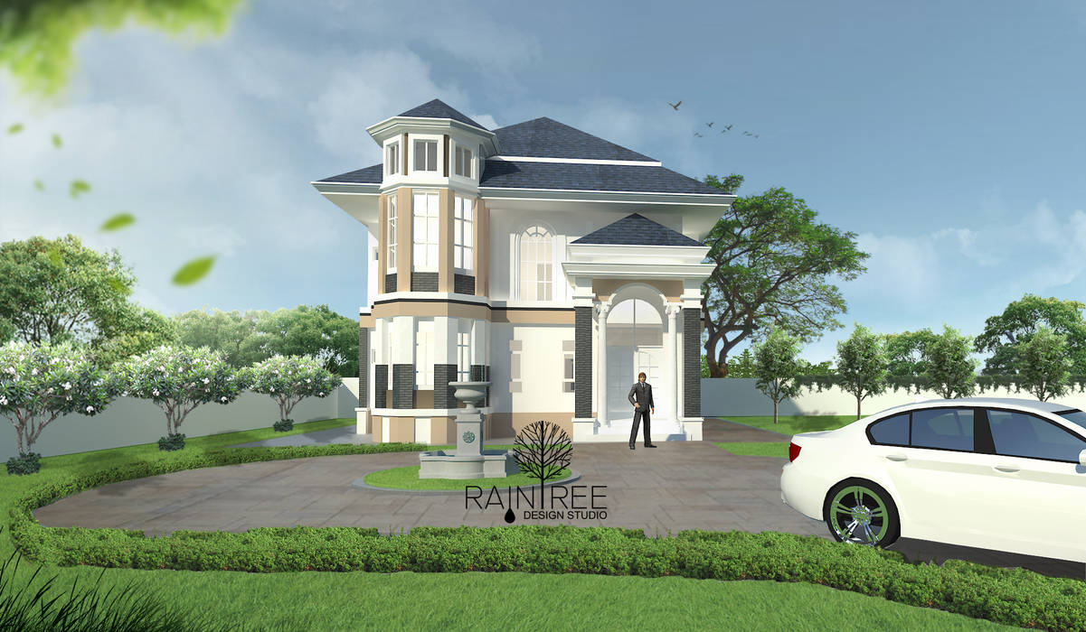 บ้านพักอาศัยสไตล์โคโลเนียล 2 ชั้น, raintree design studio raintree design studio Casas de estilo colonial